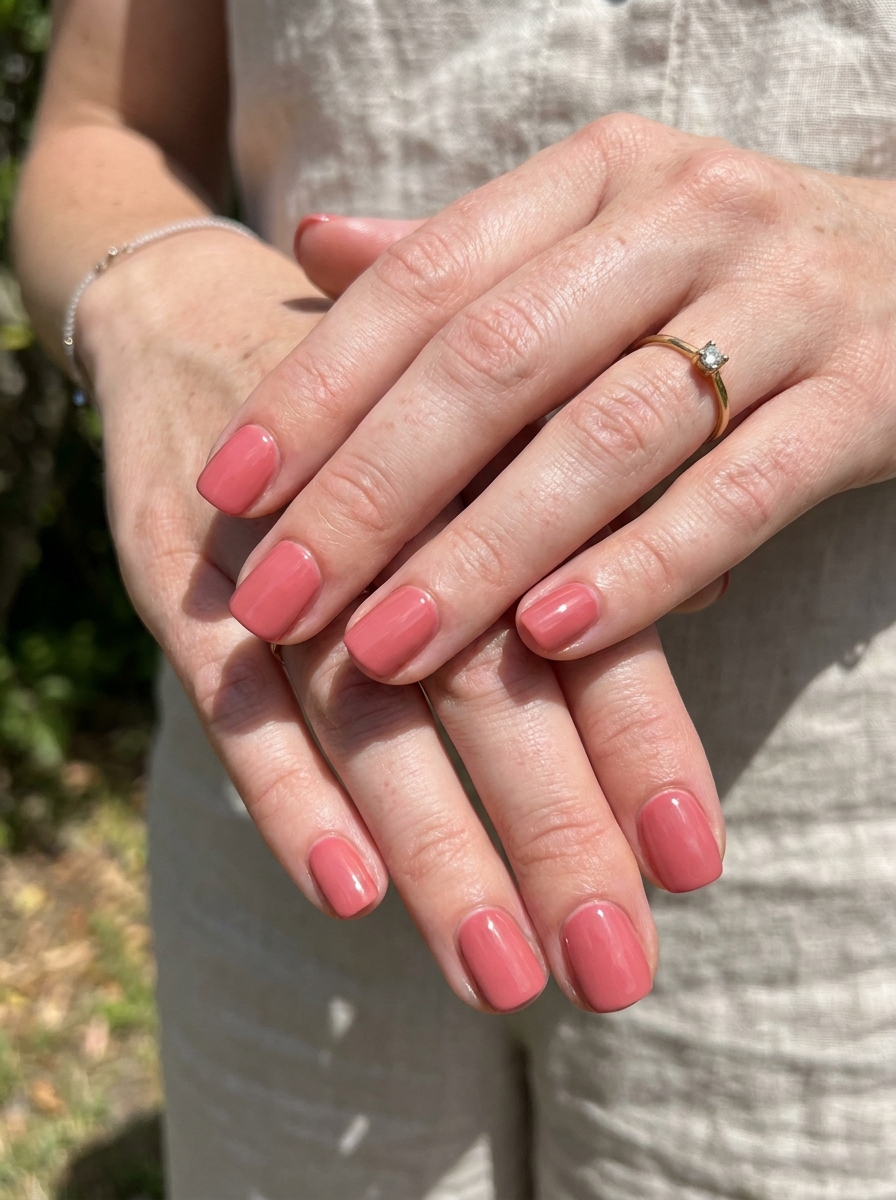 Guava Pink Square Nails